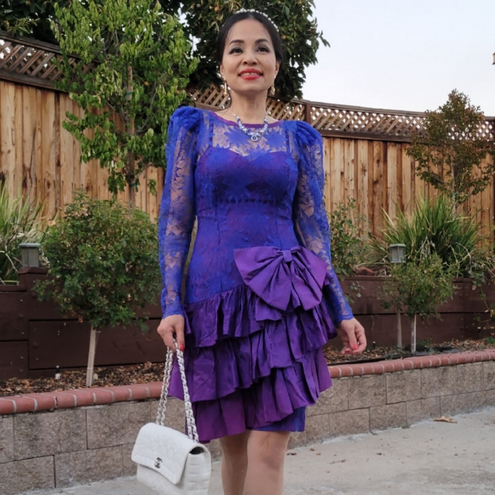Purple vintage lace dress size 2 prom